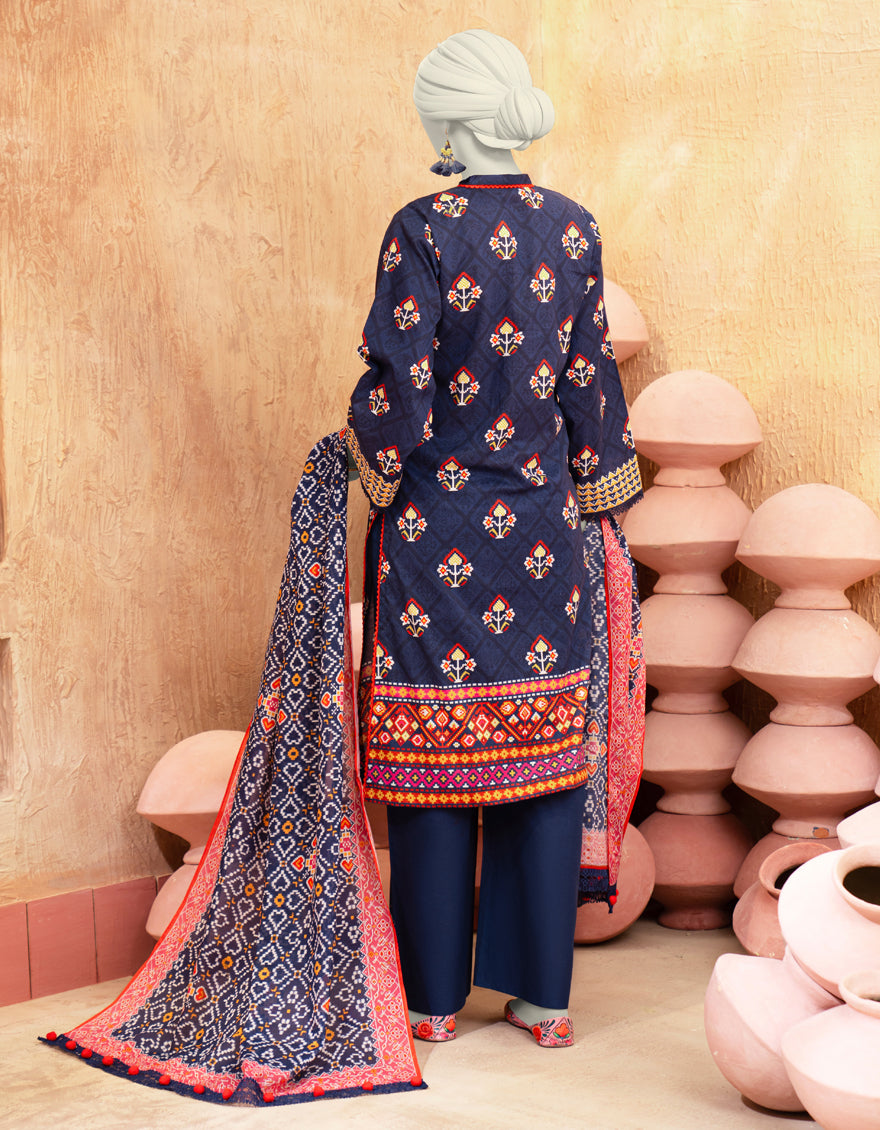 J. Unstitched Printed Lawn 3PC Suit
