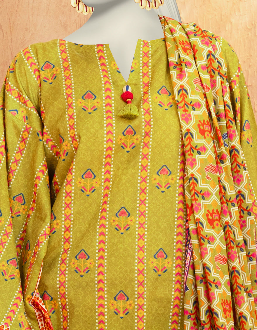 J. Unstitched Printed Lawn 3PC Suit
