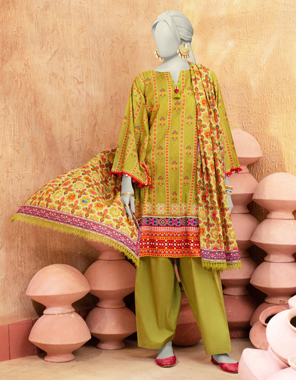 J. Unstitched Printed Lawn 3PC Suit