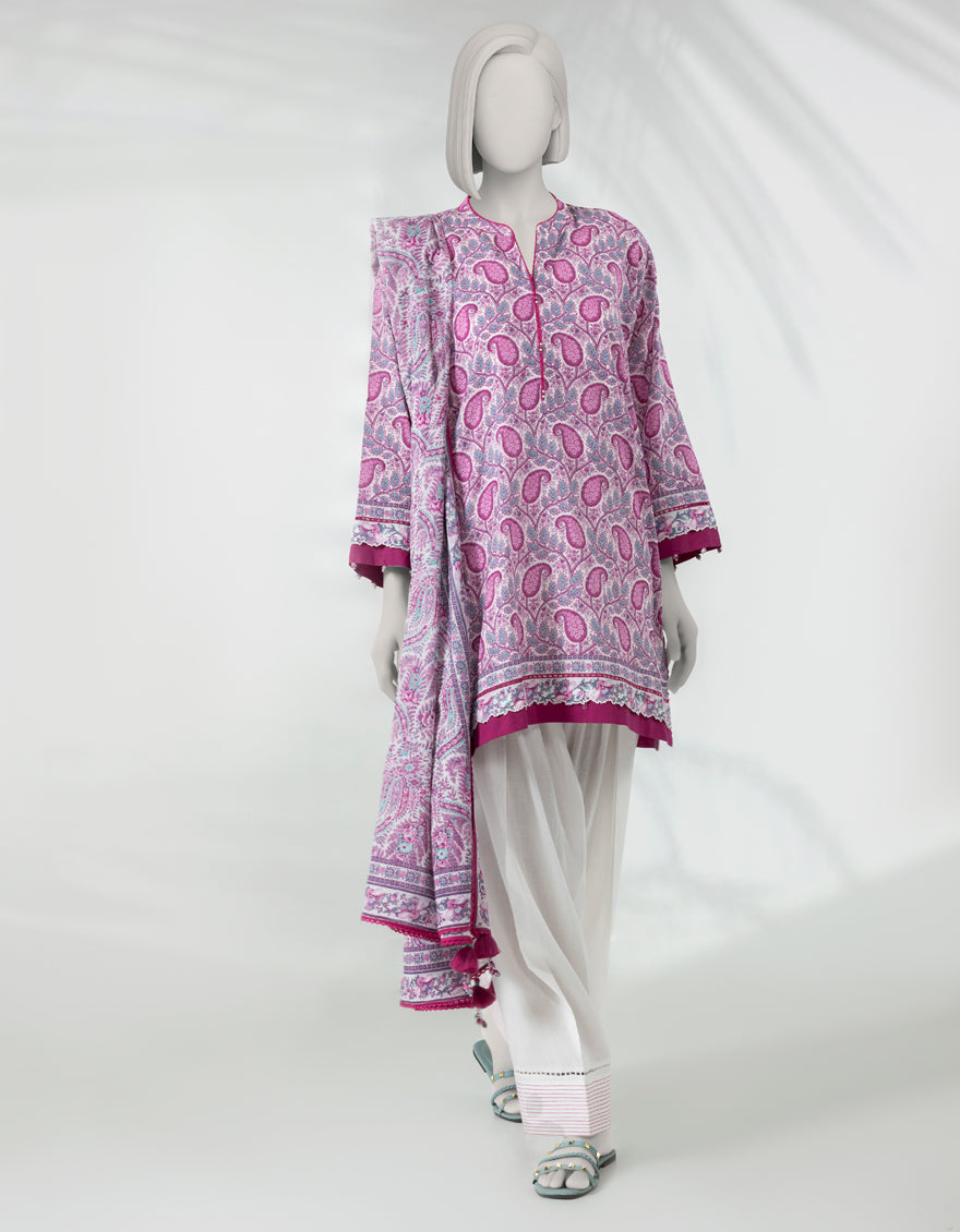 J. Unstitched Printed Lawn 3PC Suit