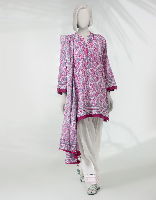 J. Unstitched Printed Lawn 3PC Suit