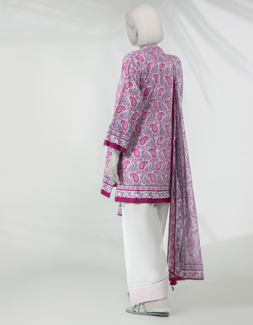 J. Unstitched Printed Lawn 3PC Suit