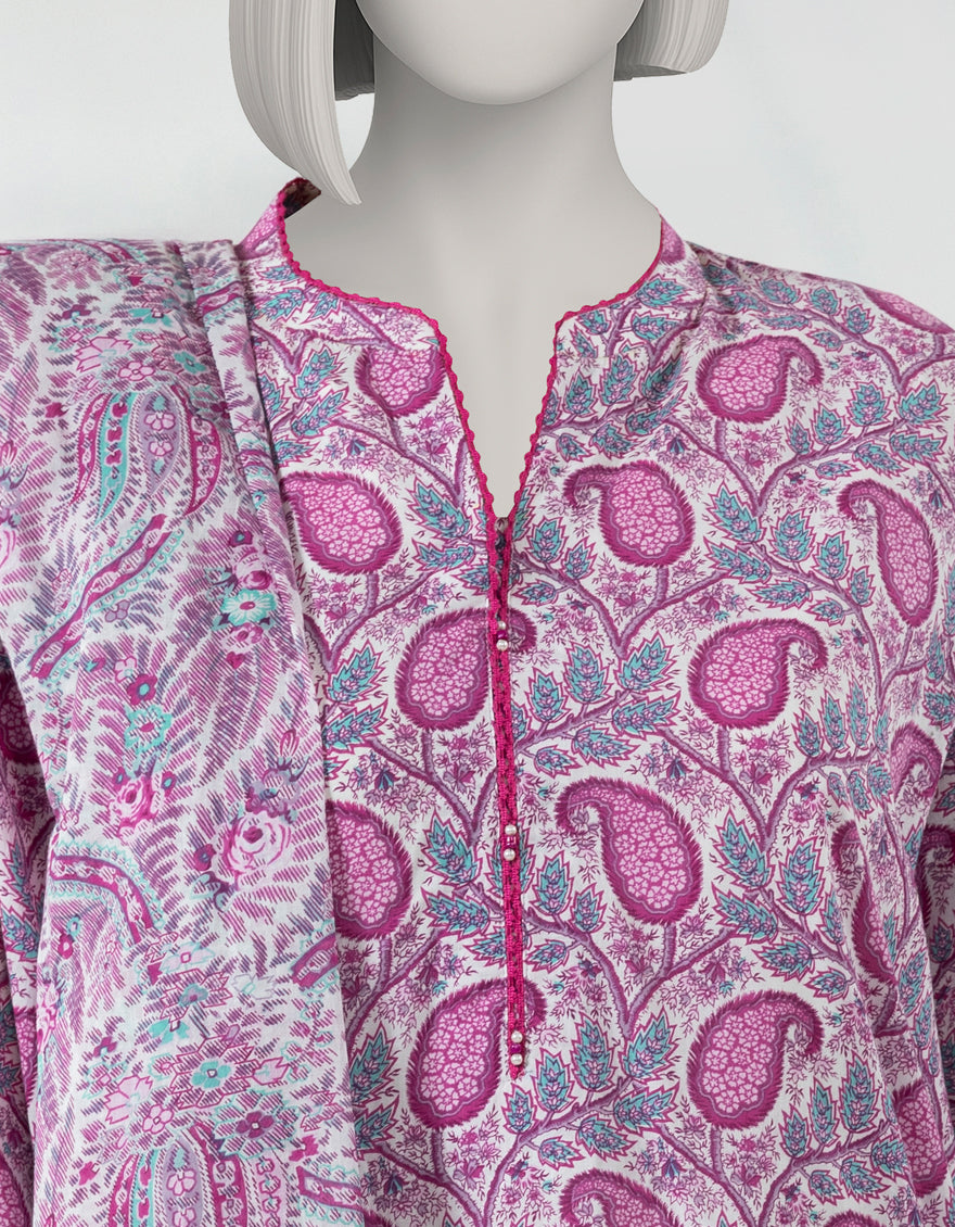 J. Unstitched Printed Lawn 3PC Suit