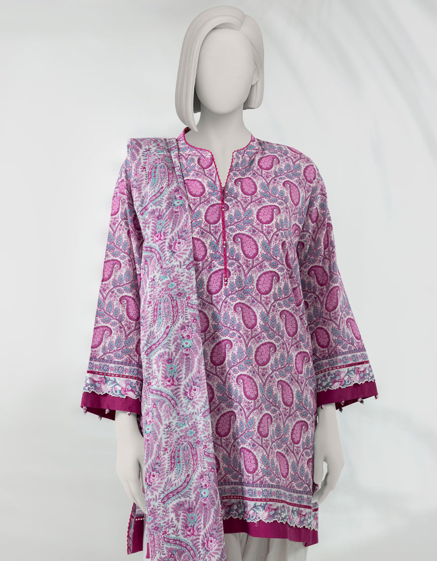 J. Unstitched Printed Lawn 3PC Suit