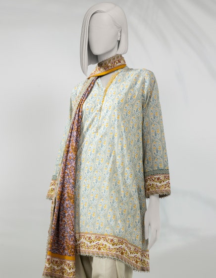 J. Unstitched Printed Lawn 3PC Suit