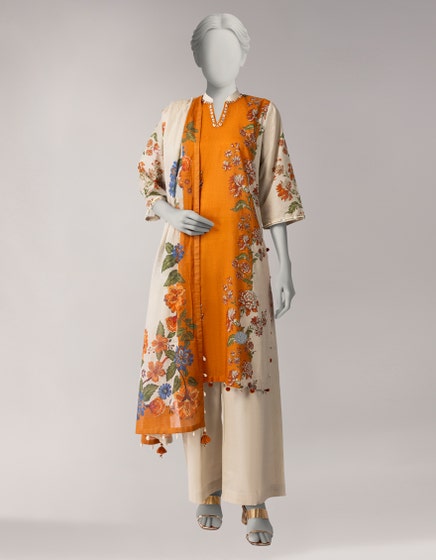 J. Unstitched Printed Lawn 3PC Suit