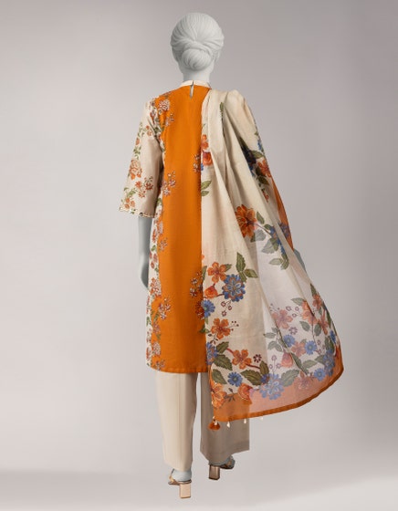 J. Unstitched Printed Lawn 3PC Suit