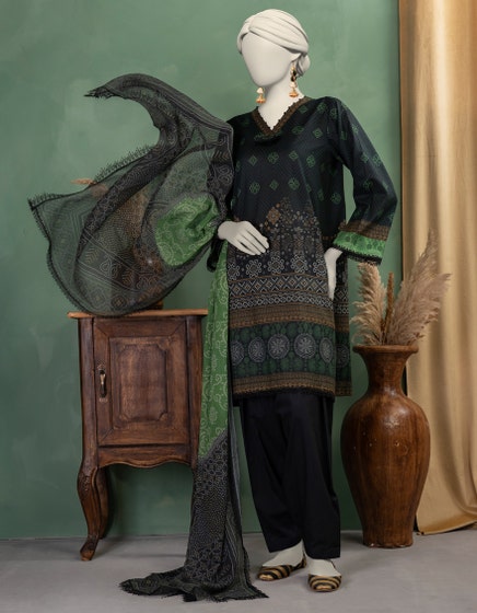 J. Unstitched Printed Lawn 3PC Suit