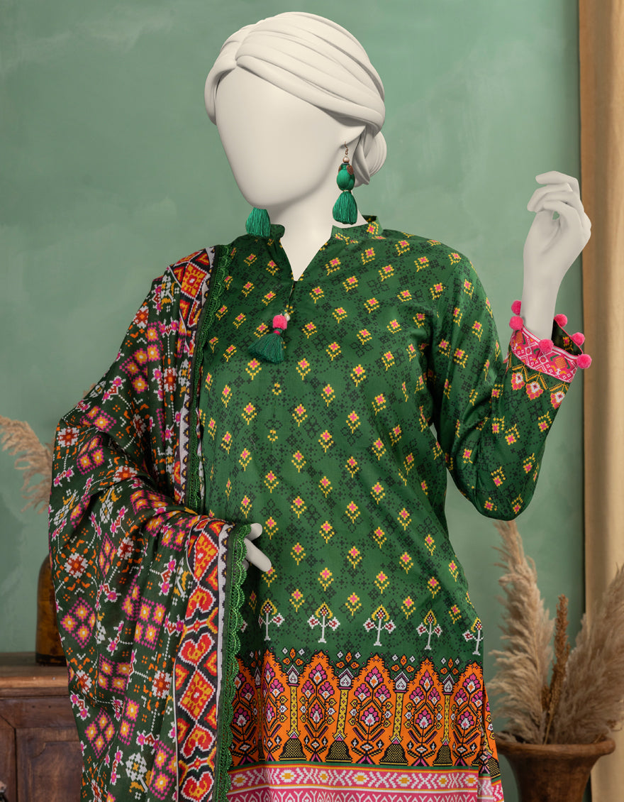 J. Unstitched Printed Lawn 3PC Suit
