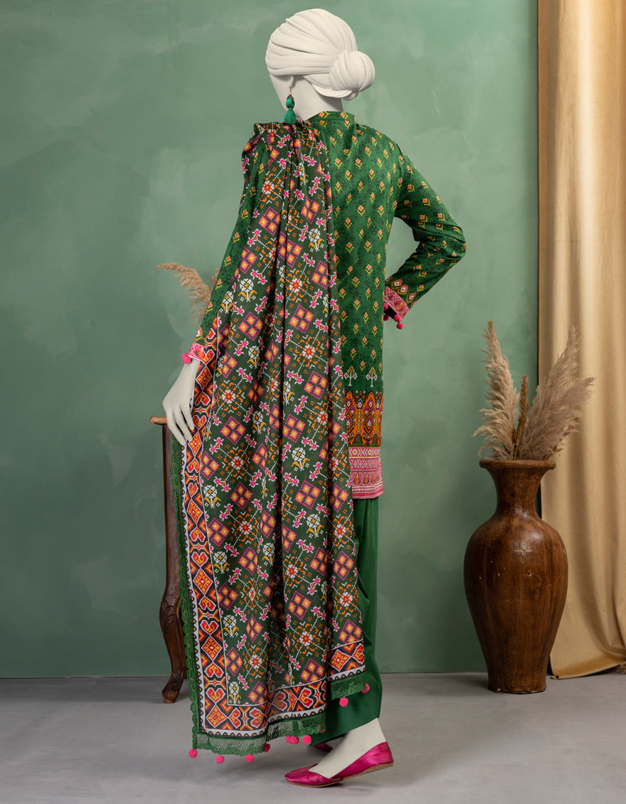J. Unstitched Printed Lawn 3PC Suit