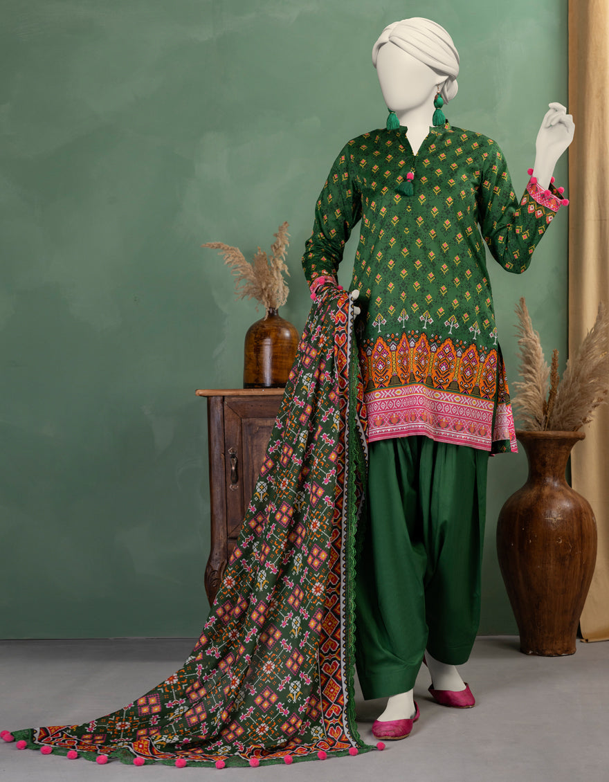 J. Unstitched Printed Lawn 3PC Suit
