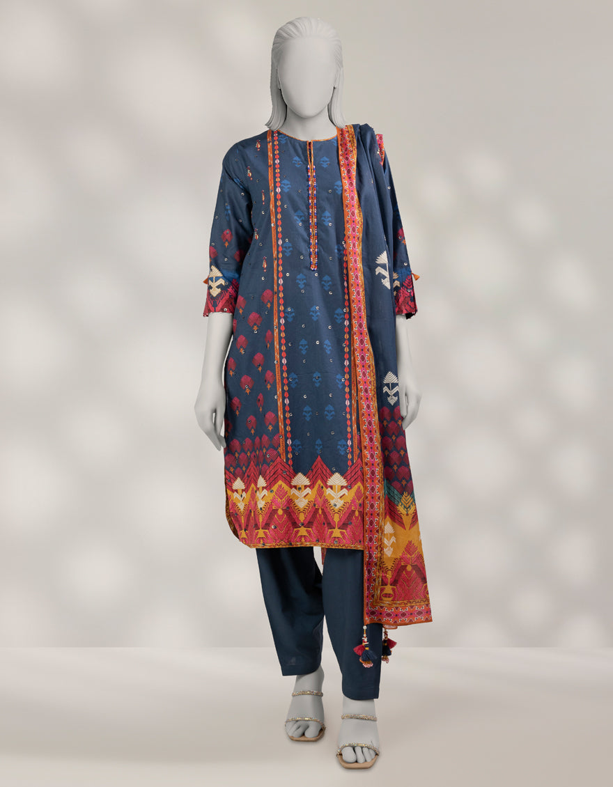 J. Unstitched Printed Lawn 3PC Suit