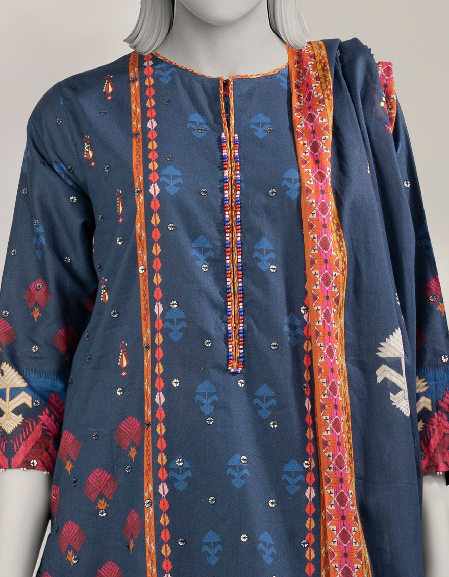 J. Unstitched Printed Lawn 3PC Suit