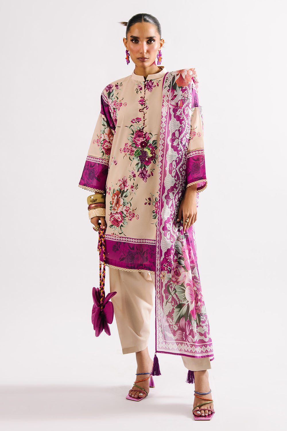 Agha Noor 3PC Printed Lawn Suit with Dupatta