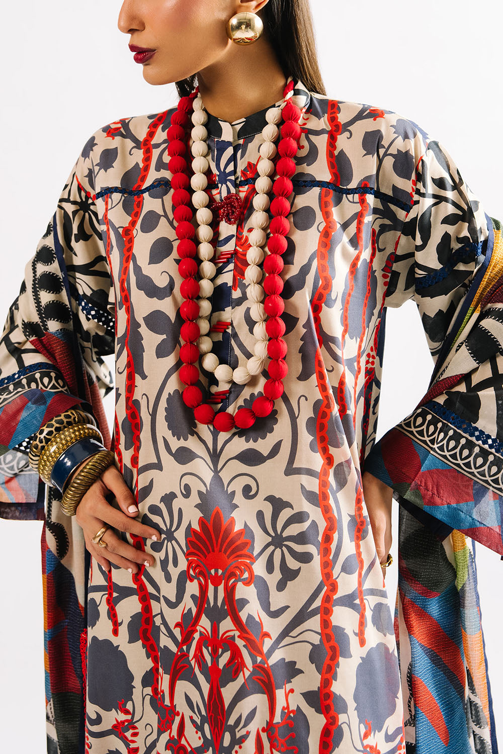 Agha Noor 3PC Printed Lawn Suit with Dupatta