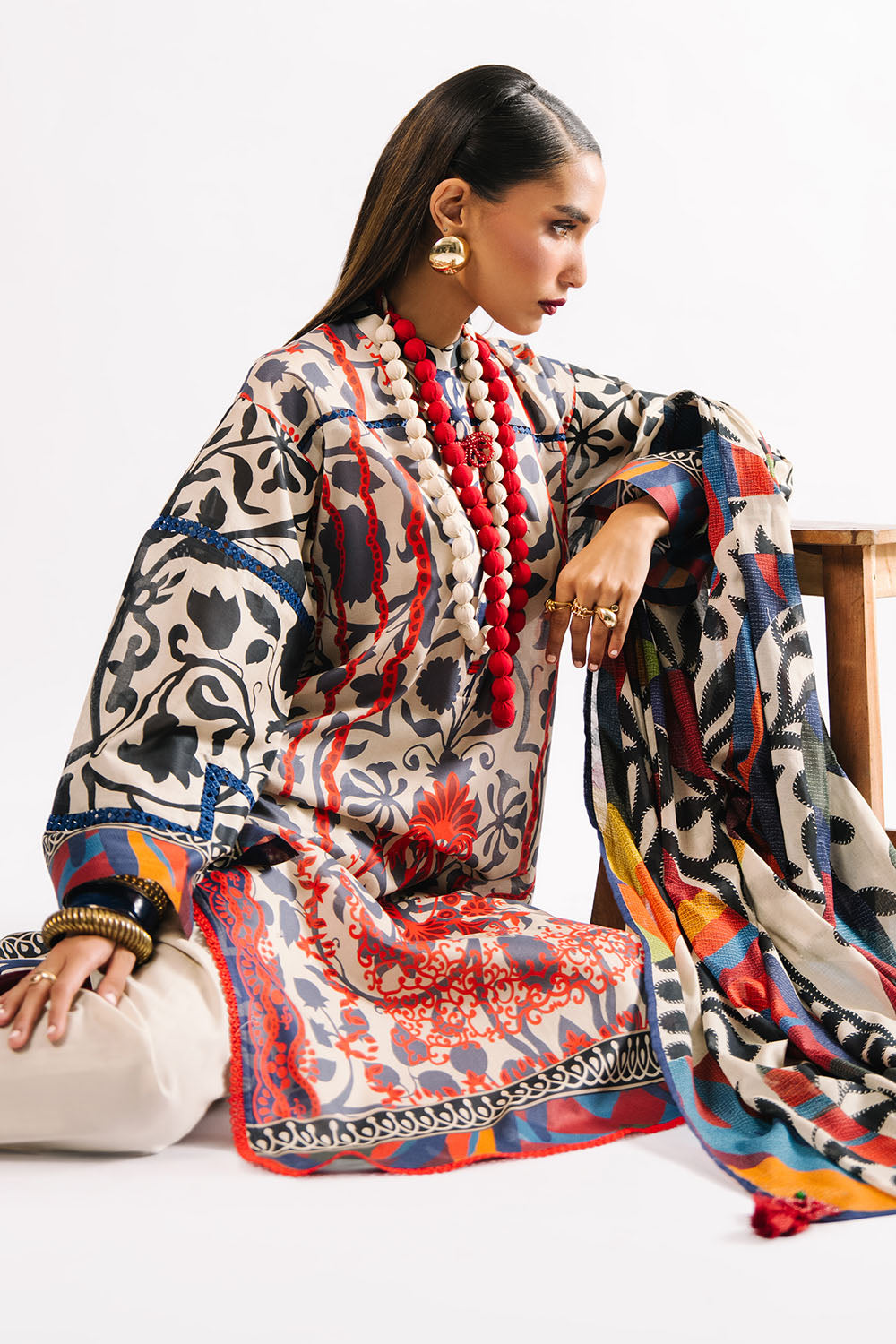 Agha Noor 3PC Printed Lawn Suit with Dupatta