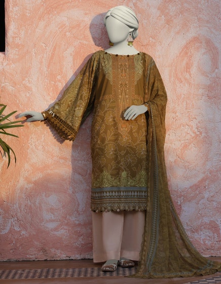 J. Unstitched Printed Lawn 3PC Suit