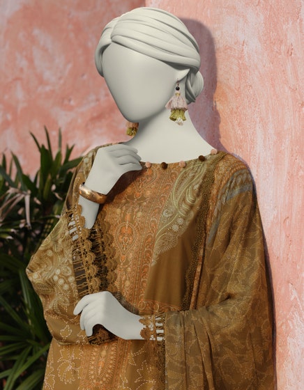 J. Unstitched Printed Lawn 3PC Suit