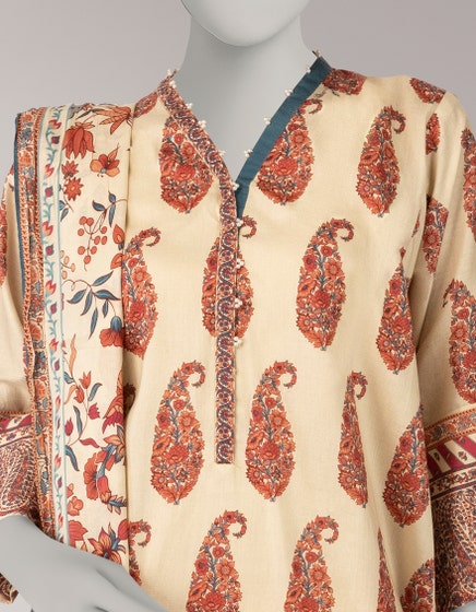 J. Unstitched Printed Lawn 3PC Suit