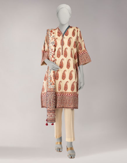 J. Unstitched Printed Lawn 3PC Suit