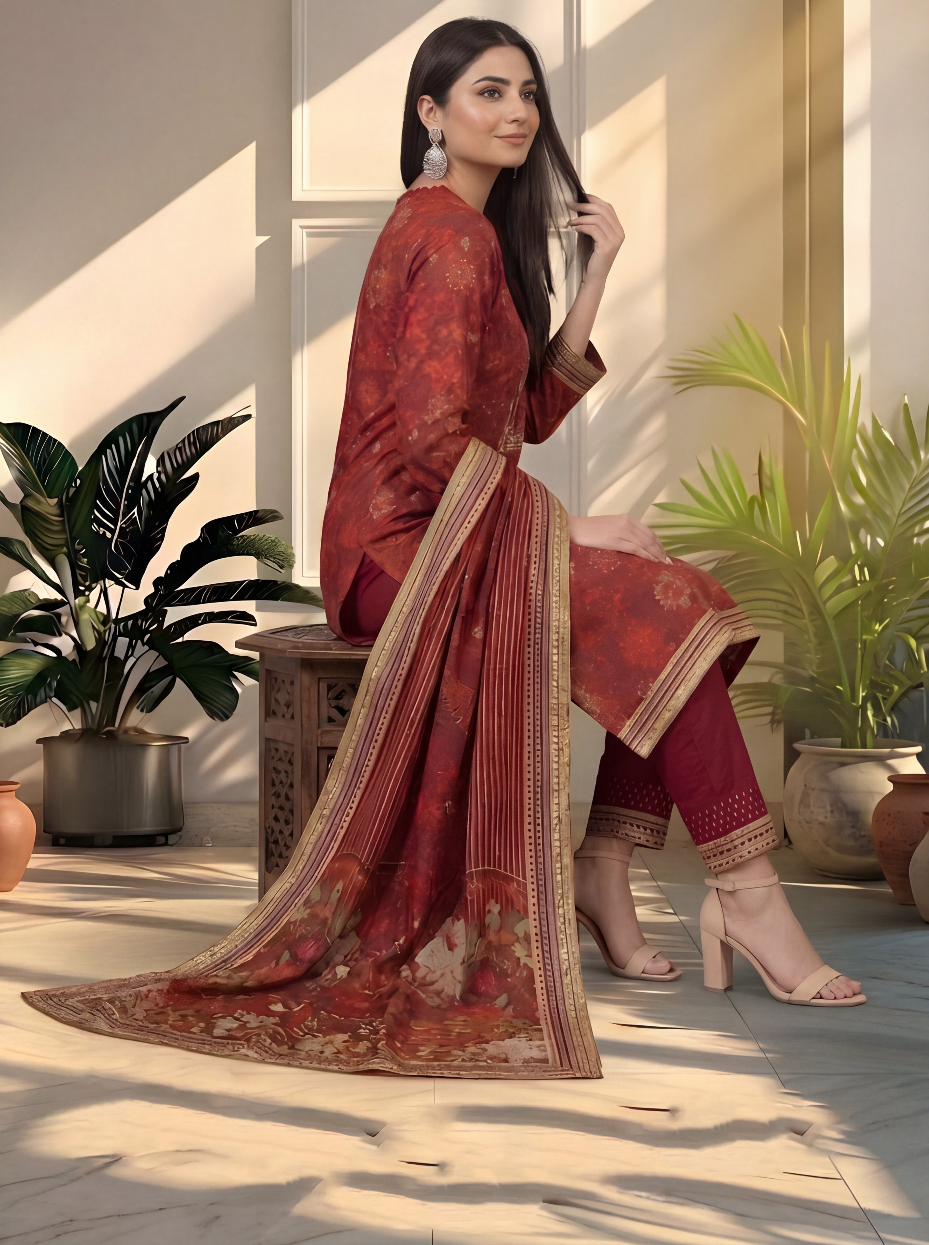 Almeerah Suhoor Stripe Premium 3-Piece Lawn Suit