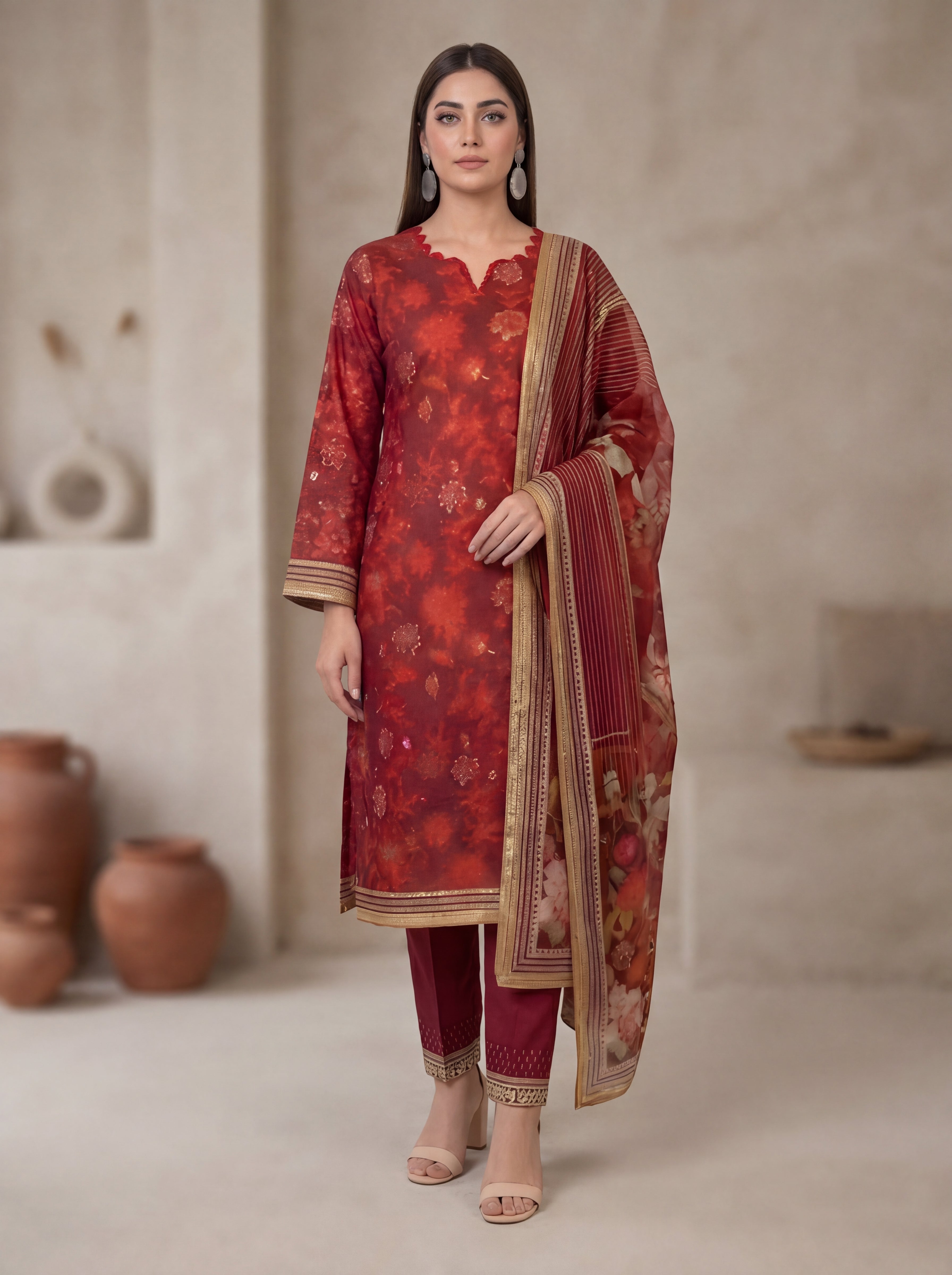 Almeerah Suhoor Stripe Premium 3-Piece Lawn Suit