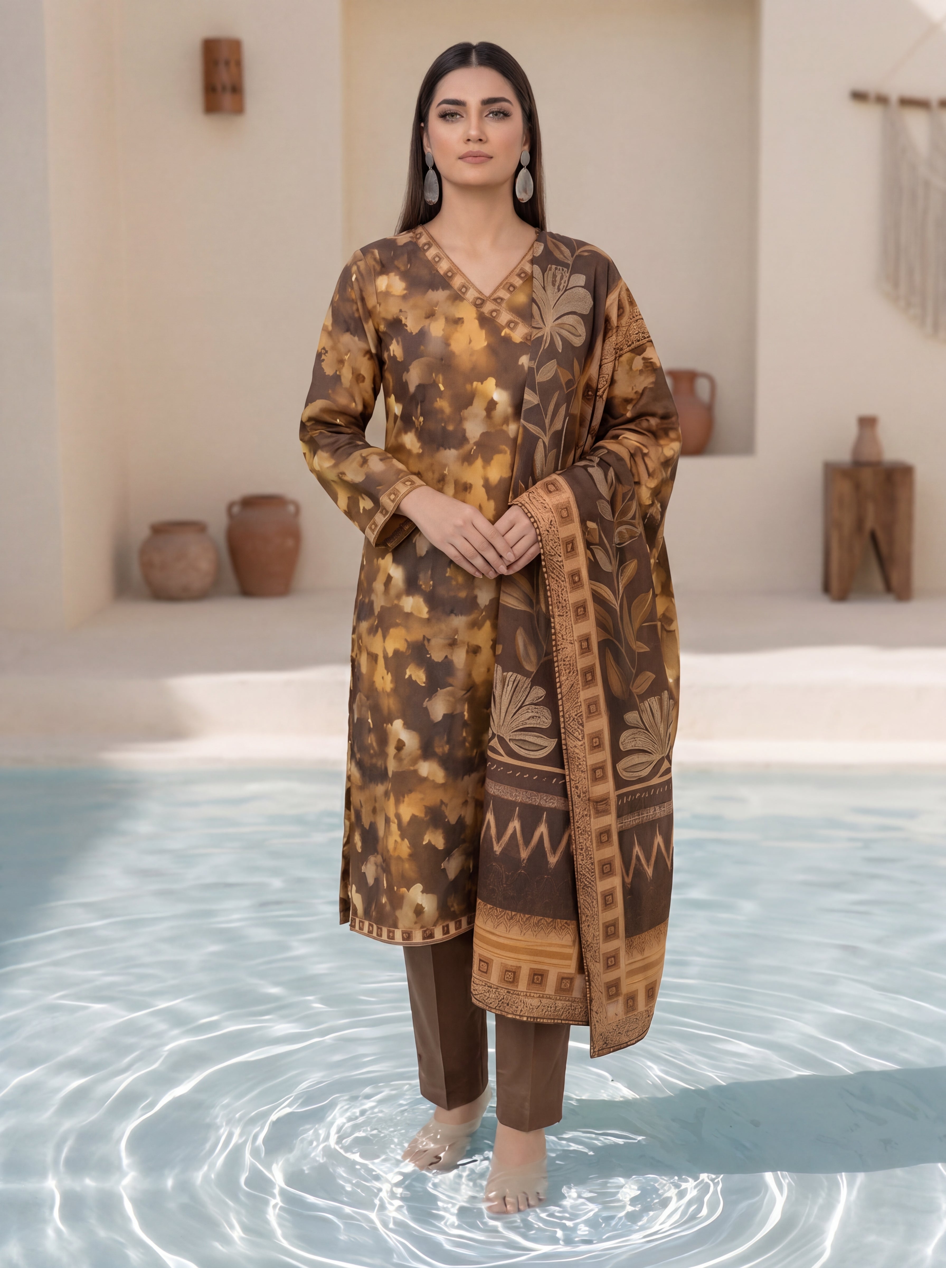 Almeerah Suhoor Stripe Premium 3-Piece Lawn Suit