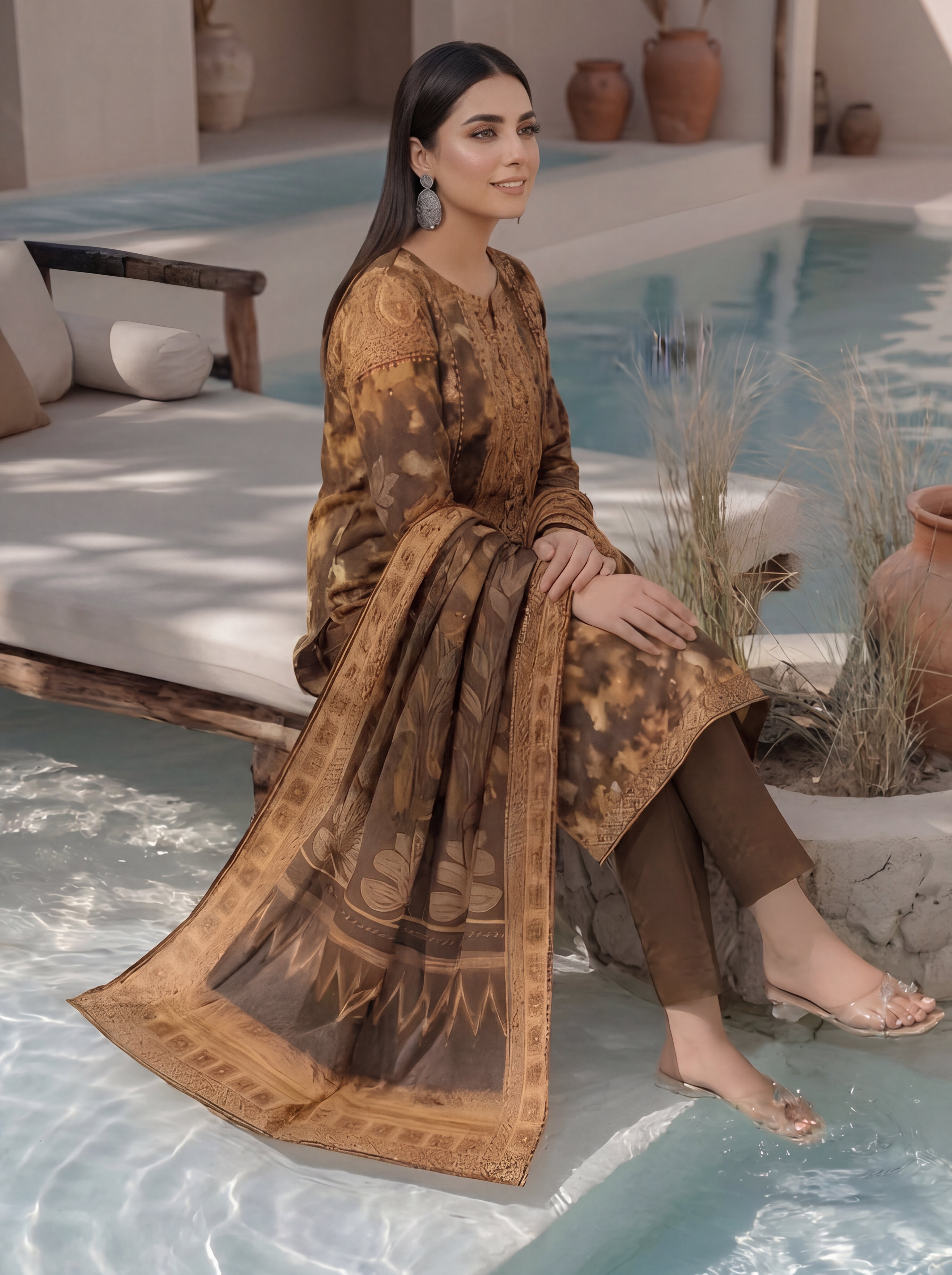 Almeerah Suhoor Stripe Premium 3-Piece Lawn Suit